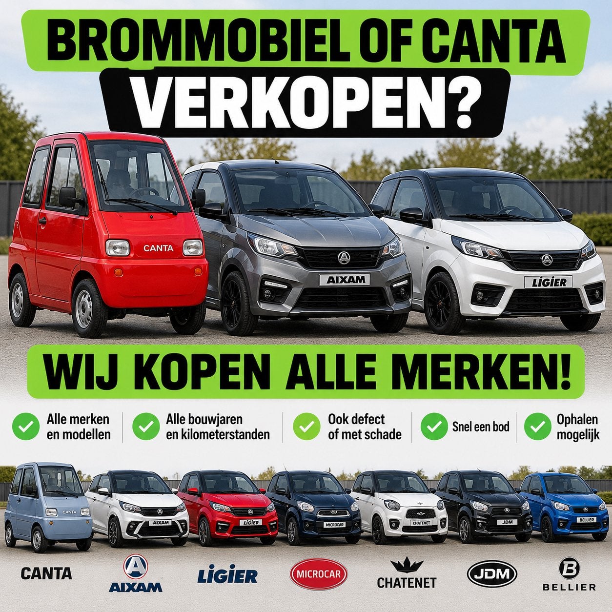 GEZOCHT! Brommobiel & Canta – Alle merken en bouwjaren!, Auto diversen, Ophalen
