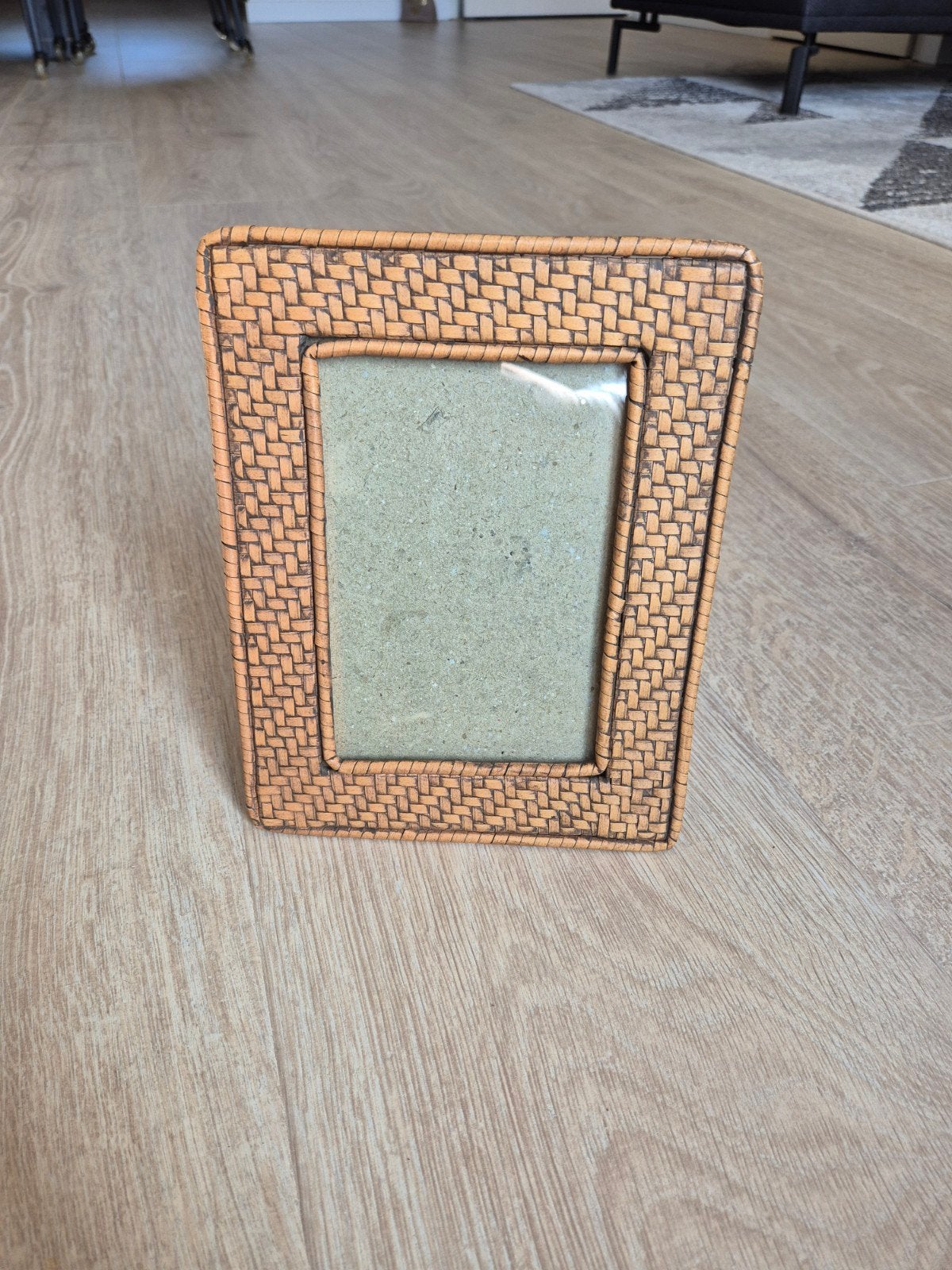 Vintage rotan fotolijst, Gebruikt, Ophalen of Verzenden, Fotolijst, Met glas