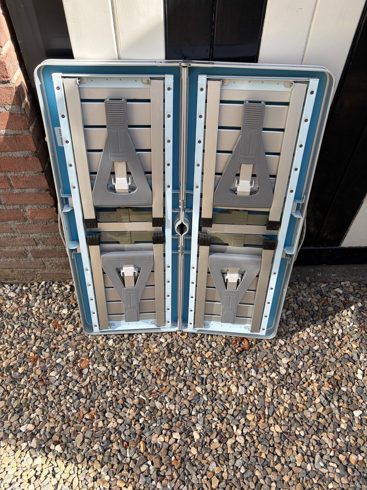 Compacte opvouwbare campingtafel met 4 bankjes, Ophalen, Gebruikt, Campingtafel
