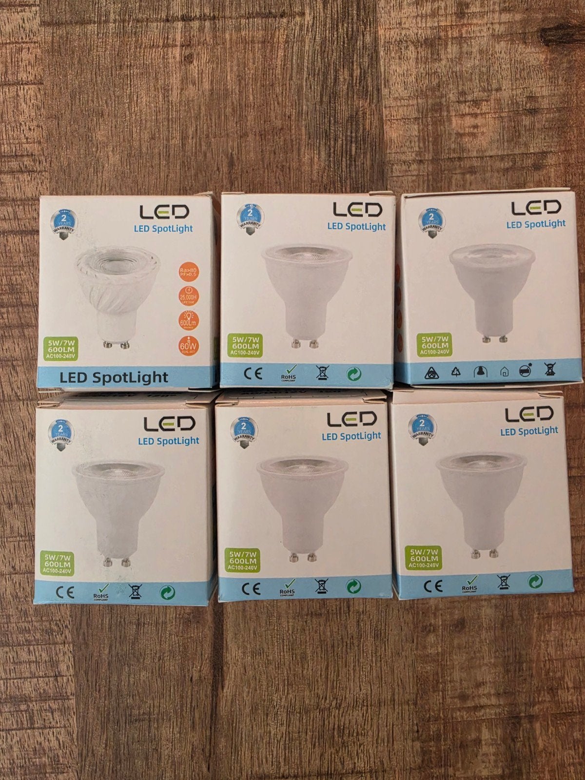 Set van 6x LED Spotlights GU10 – 5W/7W 600LM (Nieuw in doos), Ophalen of Verzenden, Nieuw
