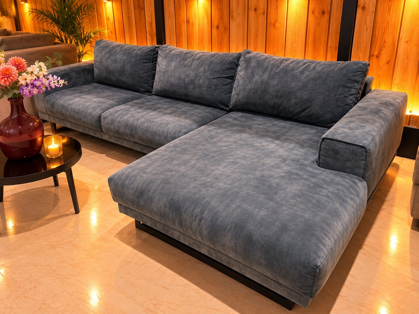 Schitterende Bommel Hoekbank - Adore Niagara Velvet, 250 tot 300 cm, ., Hoekbank, Ophalen of Verzenden