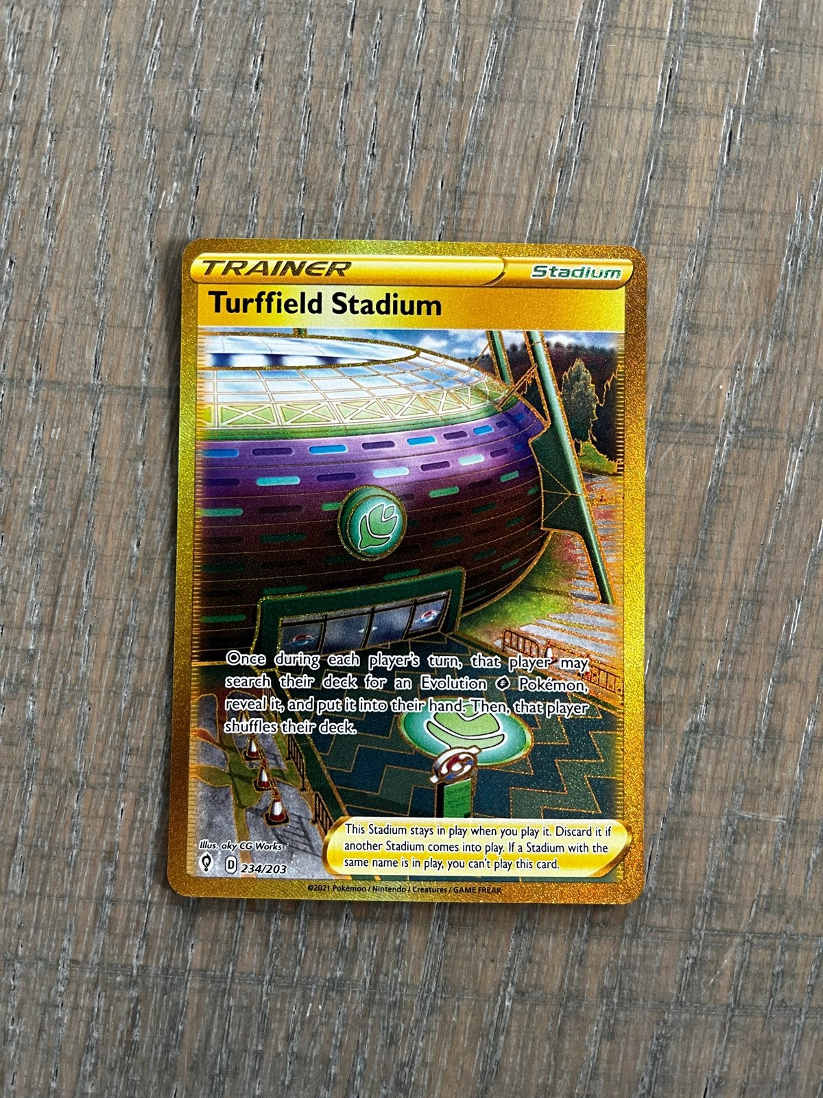 Turffield Stadium Gold Secret Rare Pokémon Kaart, Ophalen of Verzenden, Zo goed als nieuw, Losse kaart, Foil