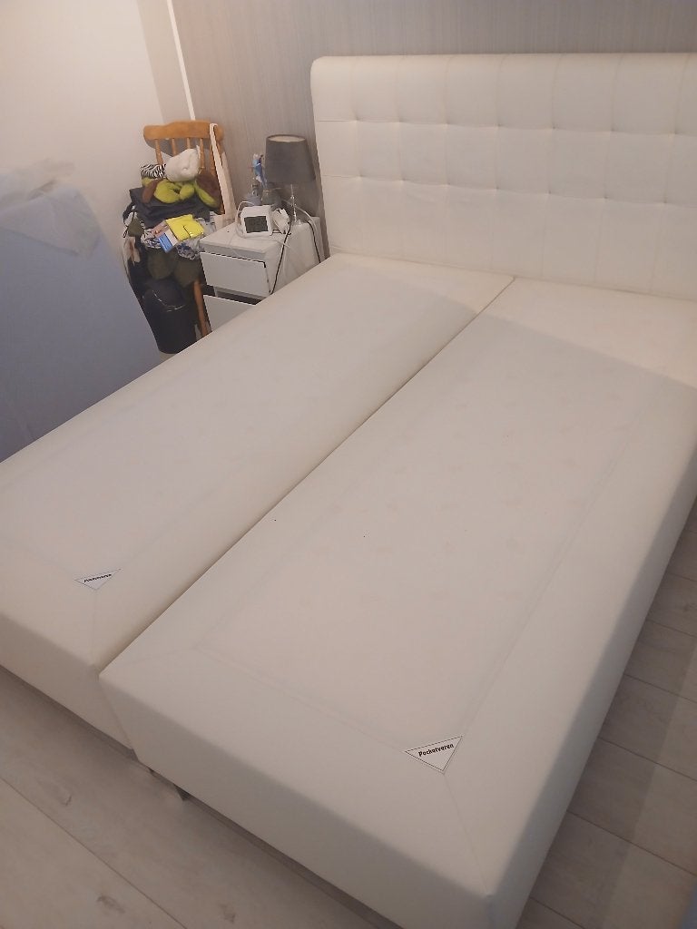 Boxspring Pocketvering bed 180x200, Ophalen, Gebruikt, Wit, Tweepersoons