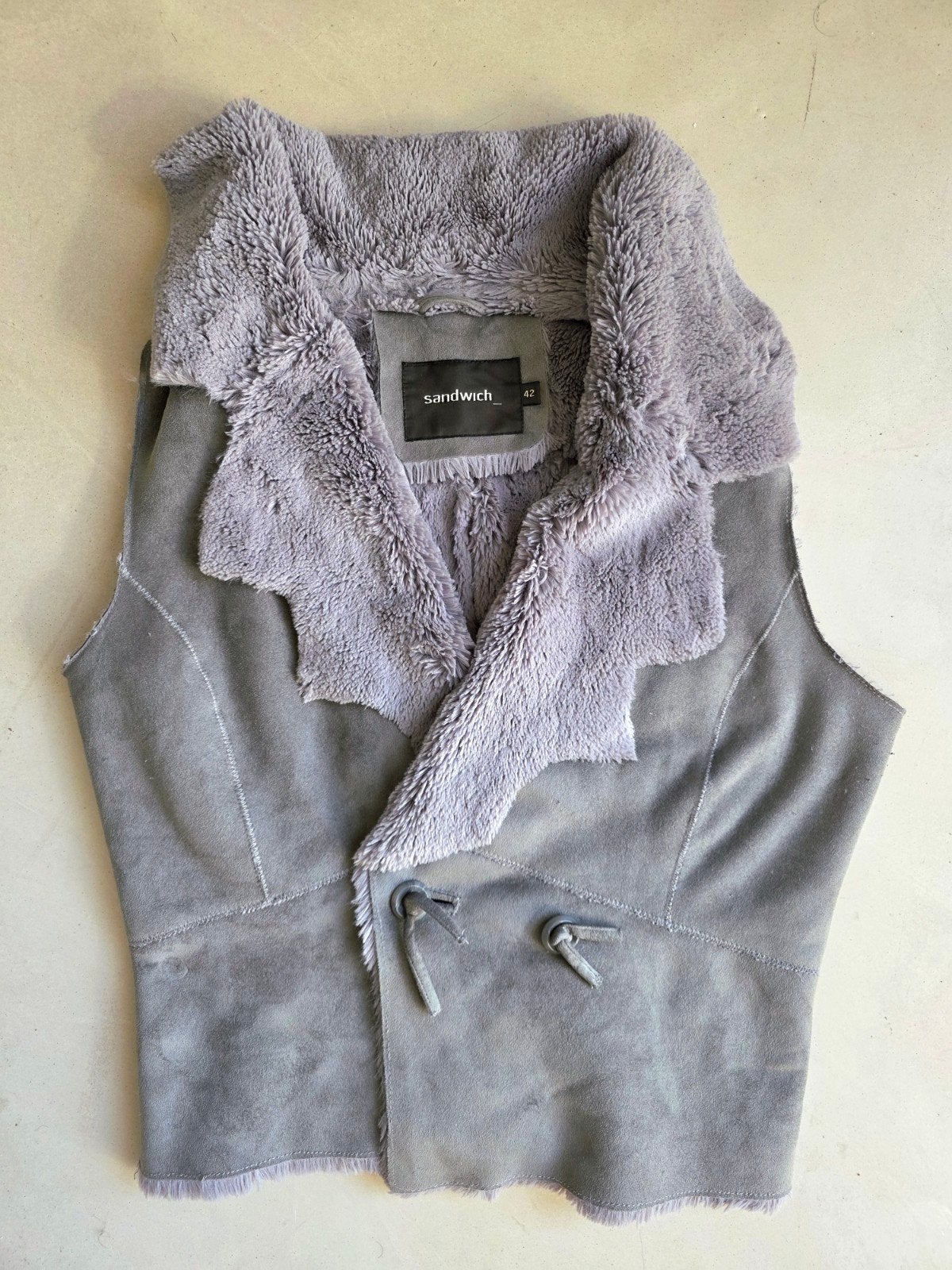Sandwich faux fur gilet maat 42, Maat 42/44 (L), Ophalen of Verzenden, Zo goed als nieuw, Grijs
