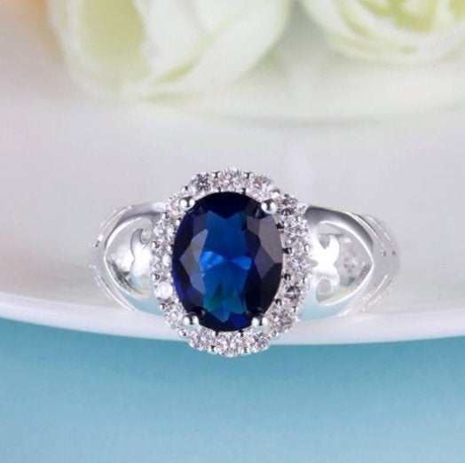 Dames 925 sterling zilveren ring met ovale zirkoon, Nieuw, Ophalen of Verzenden, 17 tot 18, Met edelsteen
