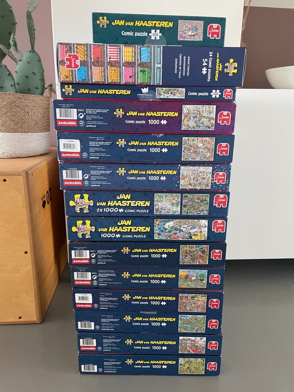 Grote collectie Jan van Haasteren puzzels, Ophalen, 500 t/m 1500 stukjes, Zo goed als nieuw, Legpuzzel