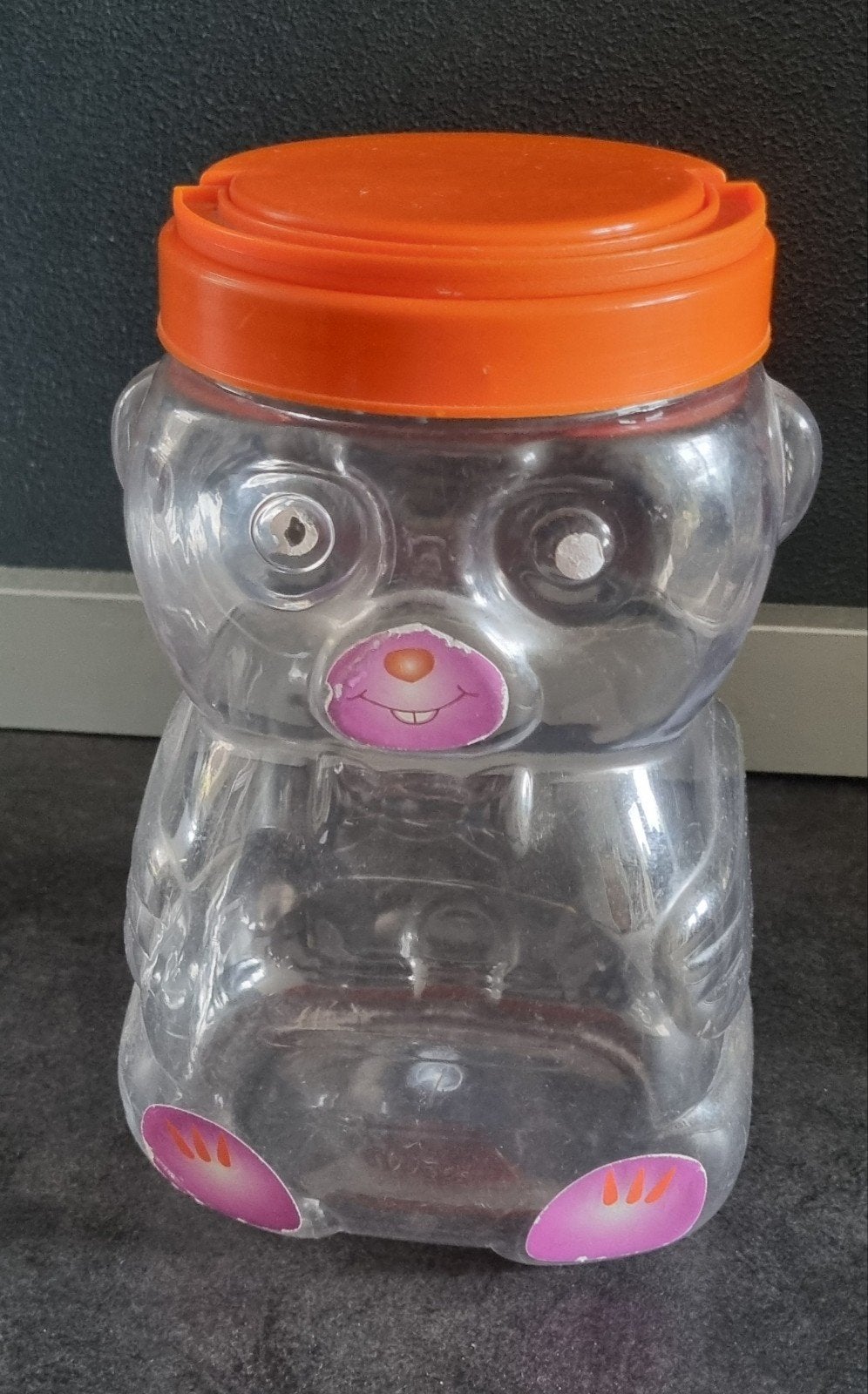 Leuke plastic voorraadpot in de vorm van een beer, Ophalen, Gebruikt