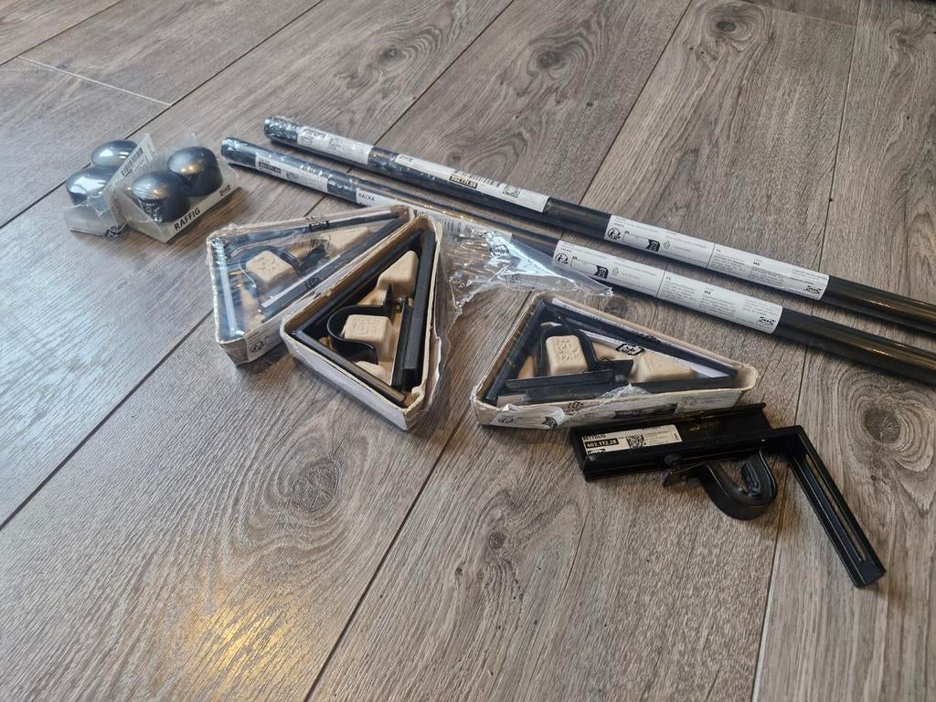 IKEA gordijn ophangsysteem - compleet en nieuw, 200 cm of meer, Zwart, Modern, Functioneel, Nieuw
