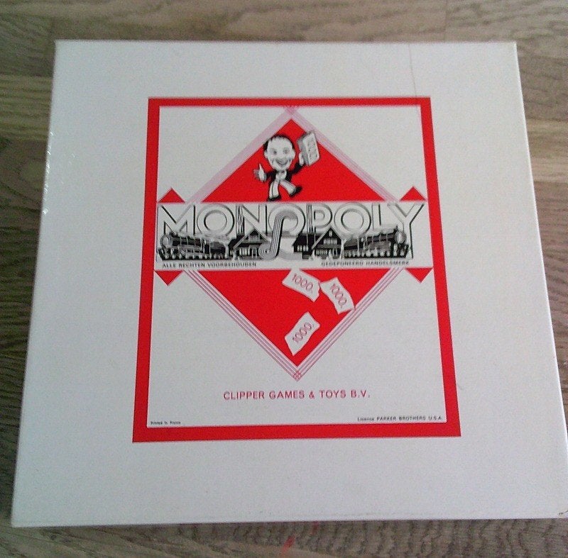 VINTAGE monopoly witte vierkante doos jaren 60, Hobby en Vrije tijd, Gezelschapsspellen | Bordspellen, Ophalen of Verzenden, Gebruikt