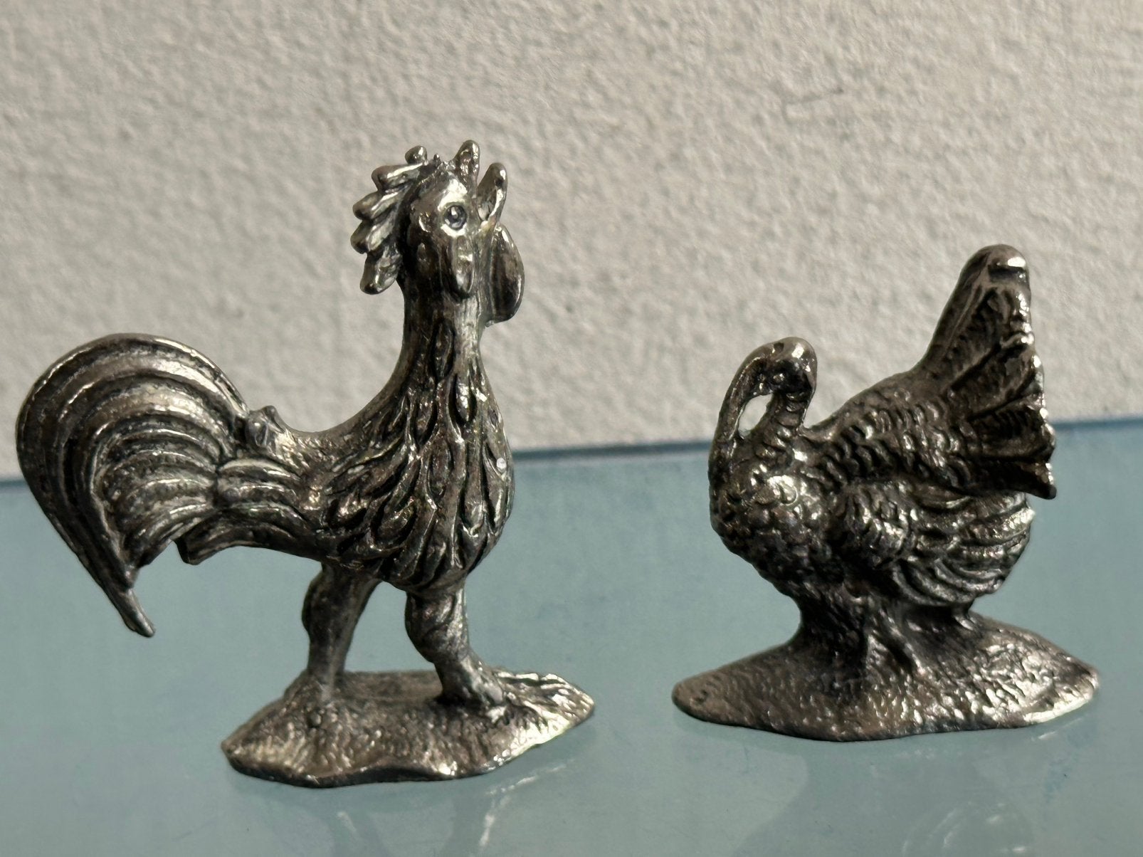 Oude verzilverde vogel beeldjes 3/4 cm 1 koop, Ophalen of Verzenden, Gebruikt, Dier