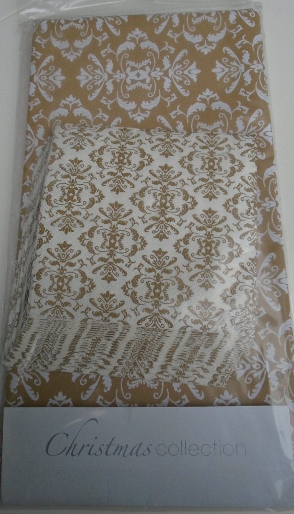 TAFELKLEED 138X220 cm met servet licht bruin kerst decor, Diversen, -, -, Nieuw, Ophalen of Verzenden