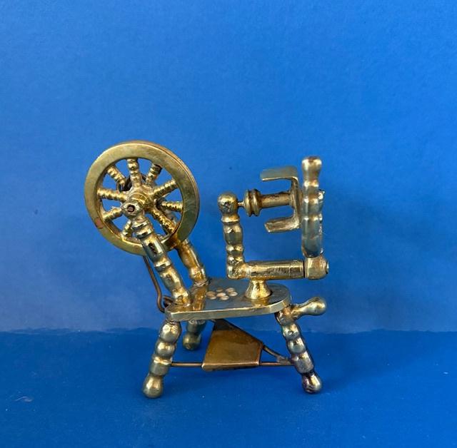 Miniatuur koperen spinnenwiel, oud, Ophalen of Verzenden