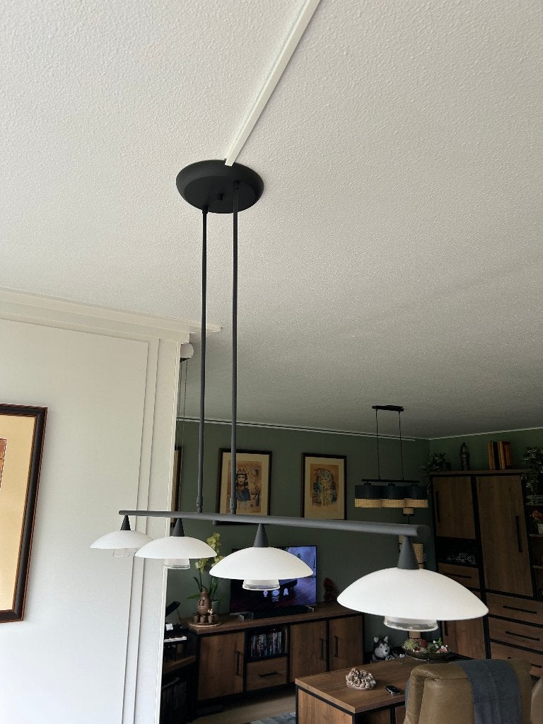Moderne Hanglamp te koop, Ophalen, B22 (Bajonetsluiting), Zo goed als nieuw, Glas