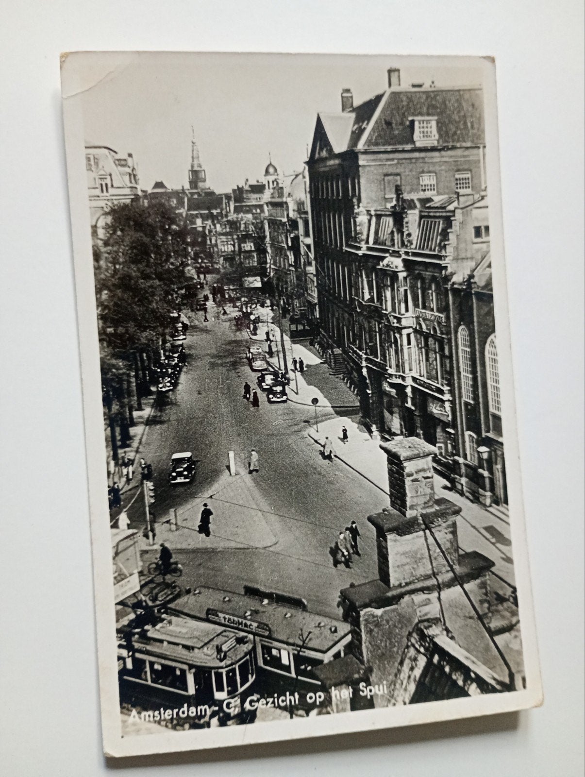 Amsterdam Het Spui met Tram 1942, Ophalen of Verzenden, 1940 tot 1960, Gelopen, Noord-Holland