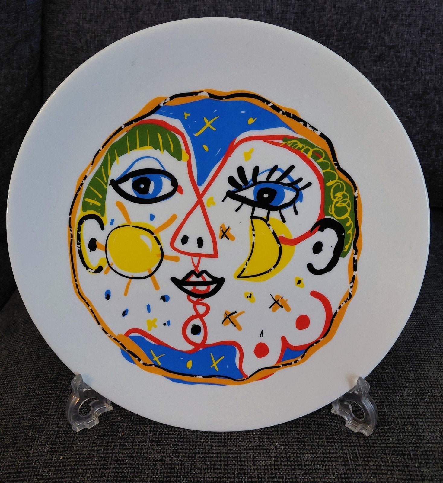Decoratief wandbord in Cobra stijl - H. Truijen '96, Antiek en Kunst, Ophalen