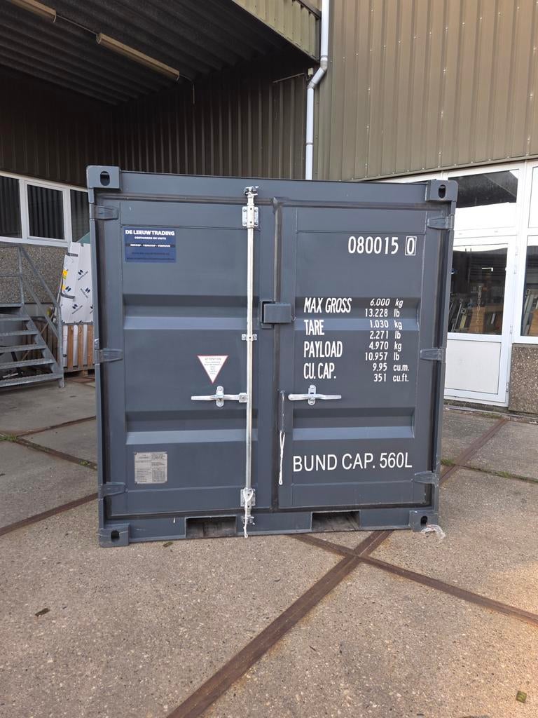 Milieucontainer lekbakcontainer nieuw blauw en antraciet, Ophalen of Verzenden, Nieuw, Metaal, Containerberging