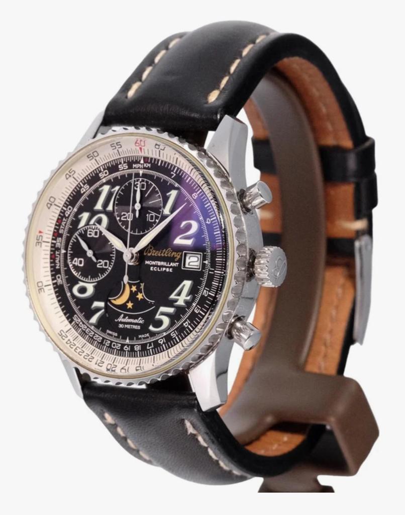 Zeldzame Breitling navitimer montbrillant eclipse FULL SET, Ophalen of Verzenden, Zo goed als nieuw, Leer, Breitling