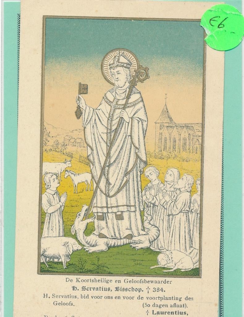 oud steendruk devotieprentje van H. Servatius 1921, Ophalen of Verzenden, Zo goed als nieuw, Kaart of Prent, Christendom | Katholiek