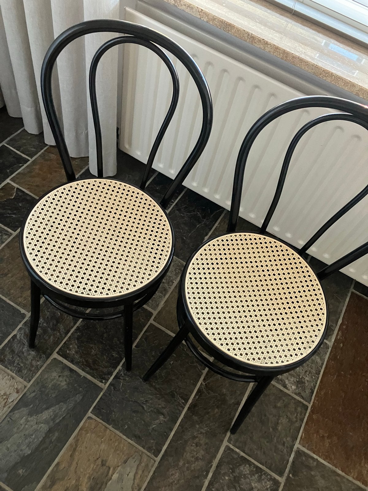 2 Vintage Rotan Eetkamerstoelen - Thonet Stijl, Ophalen