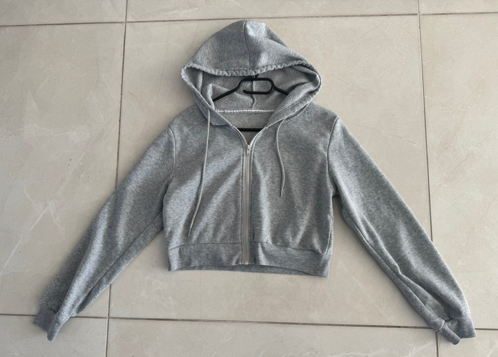 Kort sweat vest lichtgrijs grijs gemêleerd S, Ophalen of Verzenden, Gedragen, Maat 36 (S), Grijs