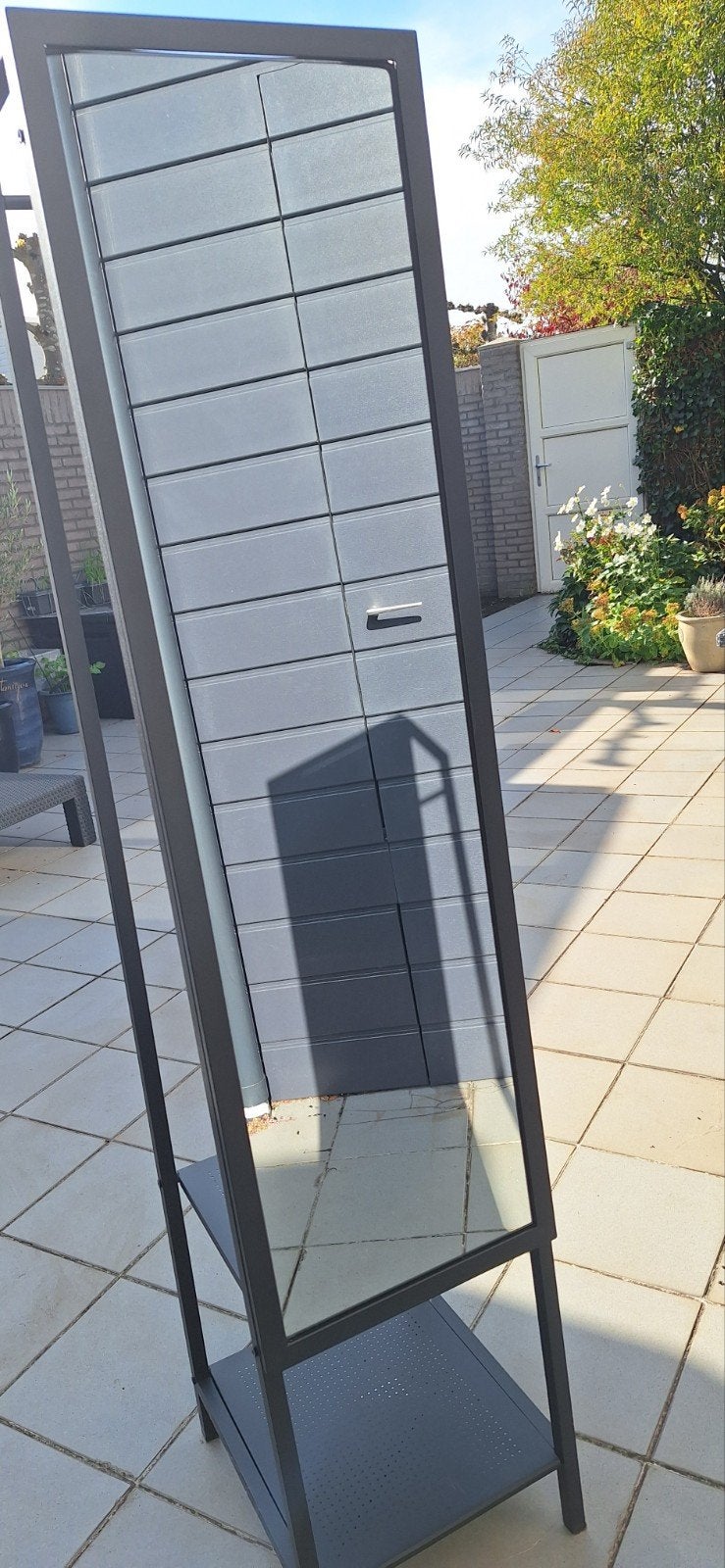 Staande kapstok met spiegel handig in de hal of slaapkamer, Ophalen, Zo goed als nieuw, Metaal, Staande kapstok