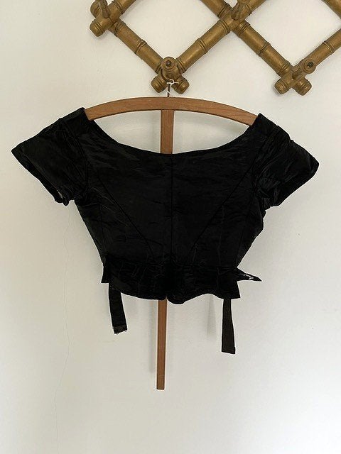 Antiek Victoriaanse Bodice van zwart zijde, Antiek en Kunst, Antiek | Kleding en Accessoires, Ophalen of Verzenden, Dames
