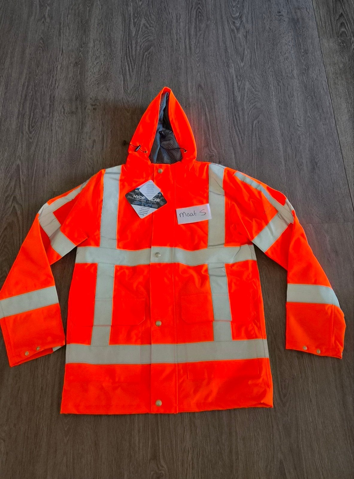 Oranje Veiligheidsjas Maat S, Tuin en Terras, Ophalen of Verzenden, Nieuw, Dames, Jas