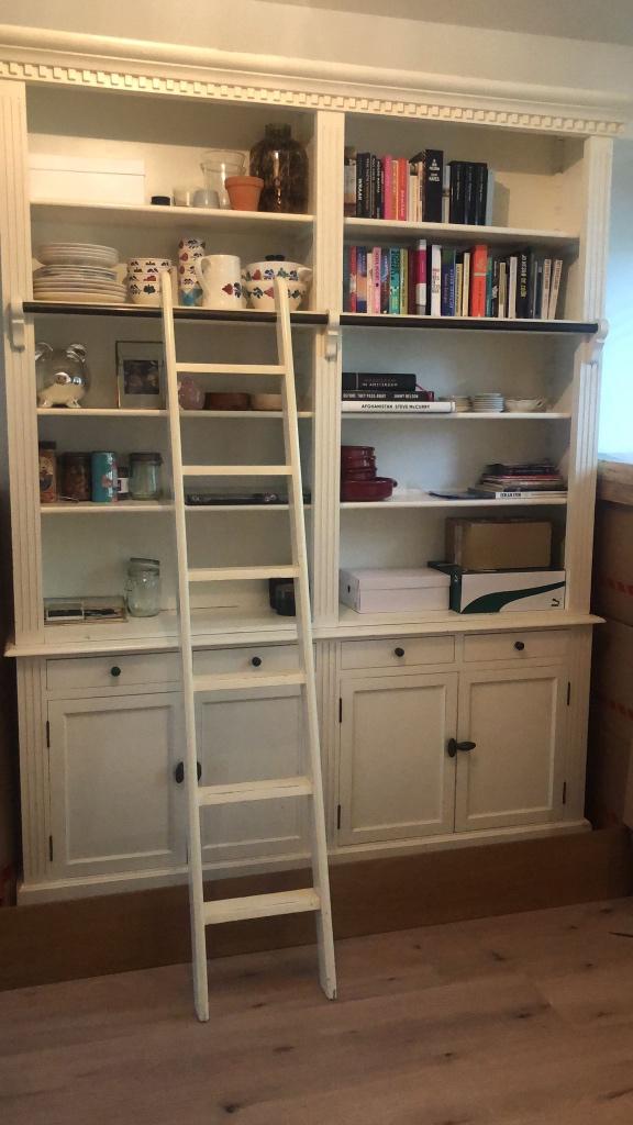 Bibliotheekkast met ladder wit, Ophalen, 200 cm of meer, 150 tot 200 cm, 25 tot 50 cm