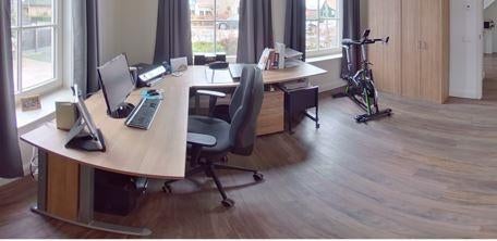 Hoek Bureau inclusief archieflade en 2 archief kasten, Ophalen, Gebruikt, Spaanplaat of MDF, Jysk