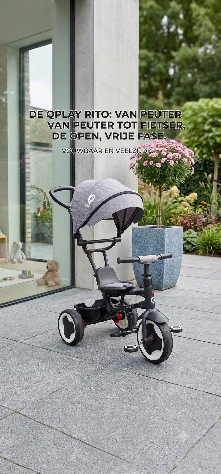 QPlay Rito 3-in-1 Driewieler - Opvouwbaar en Veelzijdig, Ophalen of Verzenden, QPlay, Trommelrem, Minder dan 16 inch