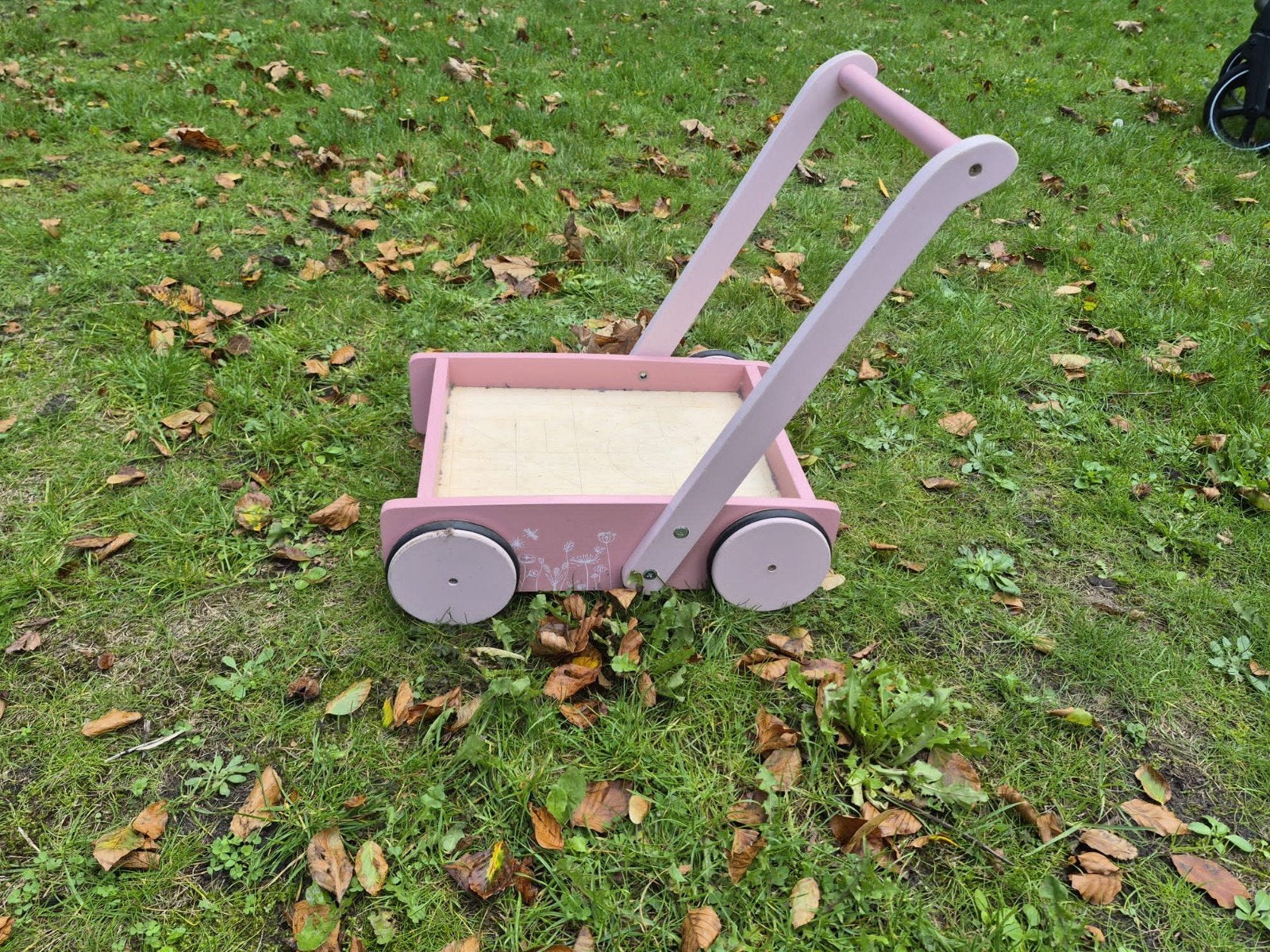 Roze houten loopwagen voor baby's, Ophalen, Gebruikt, Overige typen, Met wieltjes