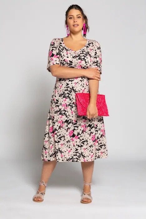 Ulla Popken 100% katoen jersey A-line jurk maat 52/54, Meerkleurig, Maat 46/48 (XL) of groter, Ulla Popken, Ophalen of Verzenden