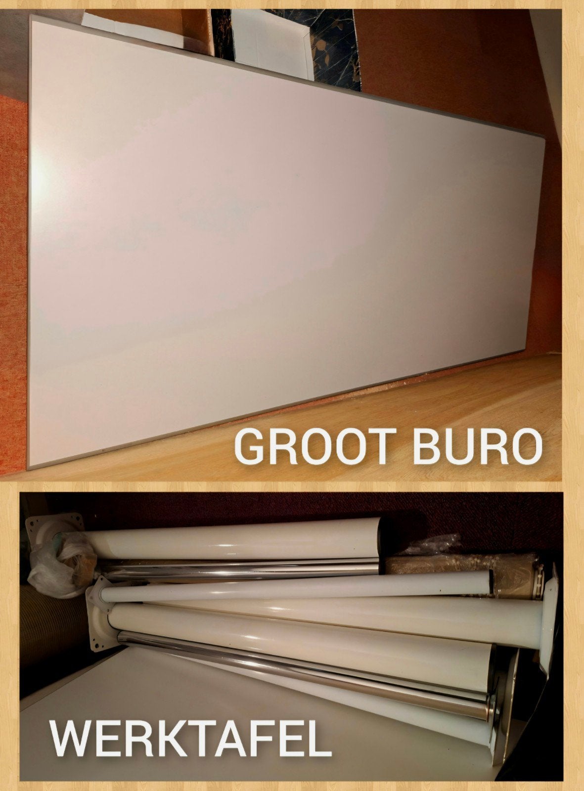 Buro 💻 📚 Bureau Werktafel Tafel Tafelblad Werkblad + Poten, Huis en Inrichting, Ophalen, Demontabel, Zo goed als nieuw, Grijs