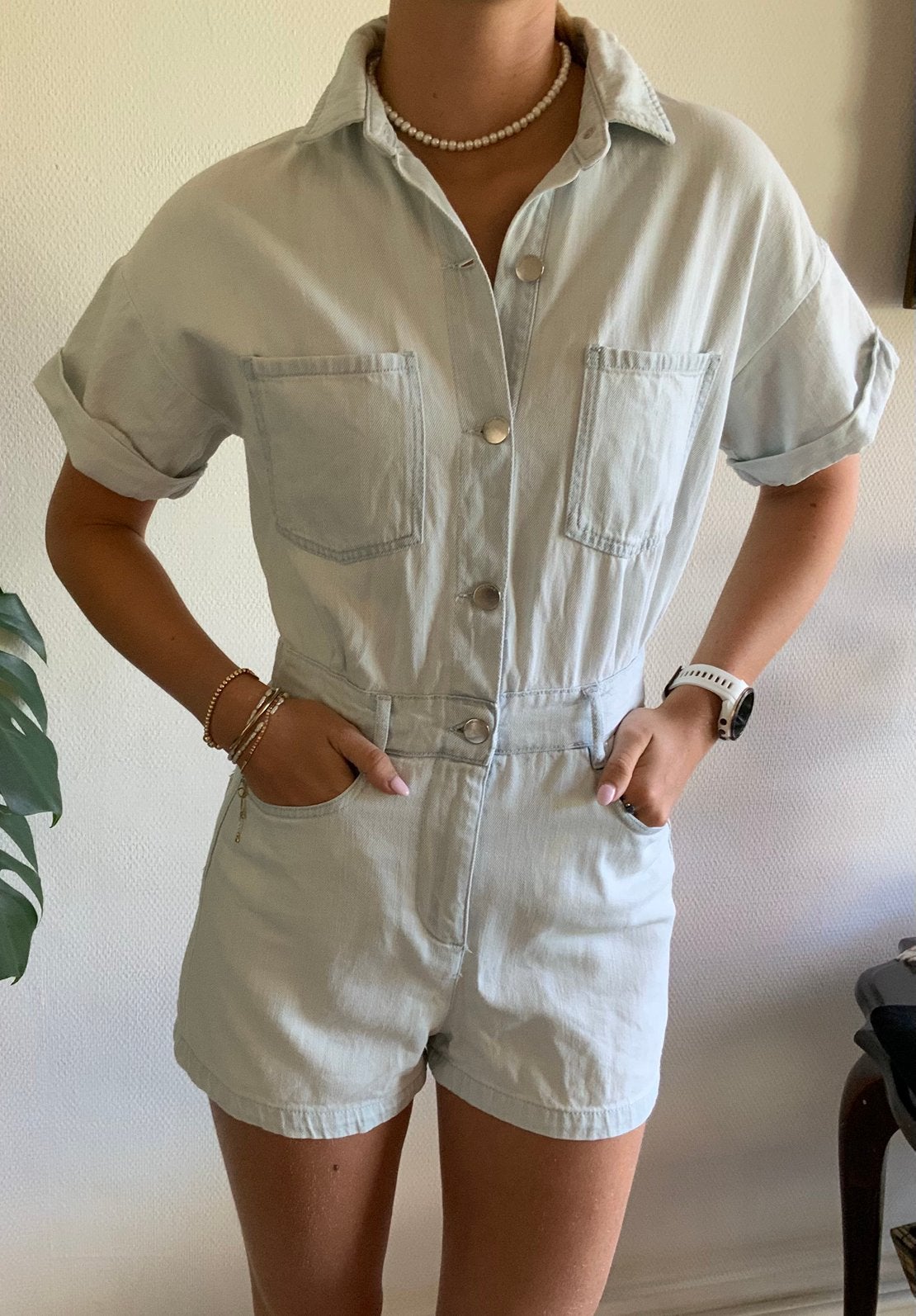 Zara zgan   Jeans jumpsuit met kort broekje maat S, Ophalen of Verzenden, Zo goed als nieuw, Blauw