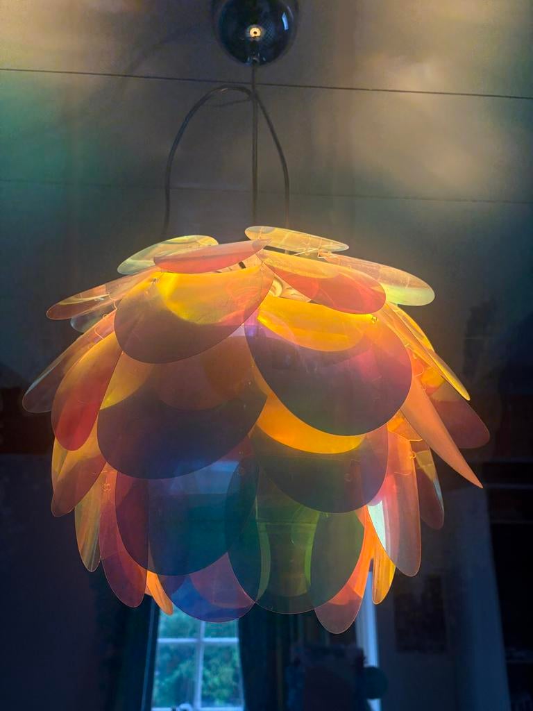 Unieke Capiz Schelpen Hanglamp - Sfeervolle Verlichting, Ophalen of Verzenden, Zo goed als nieuw, Overige materialen, 50 tot 75 cm
