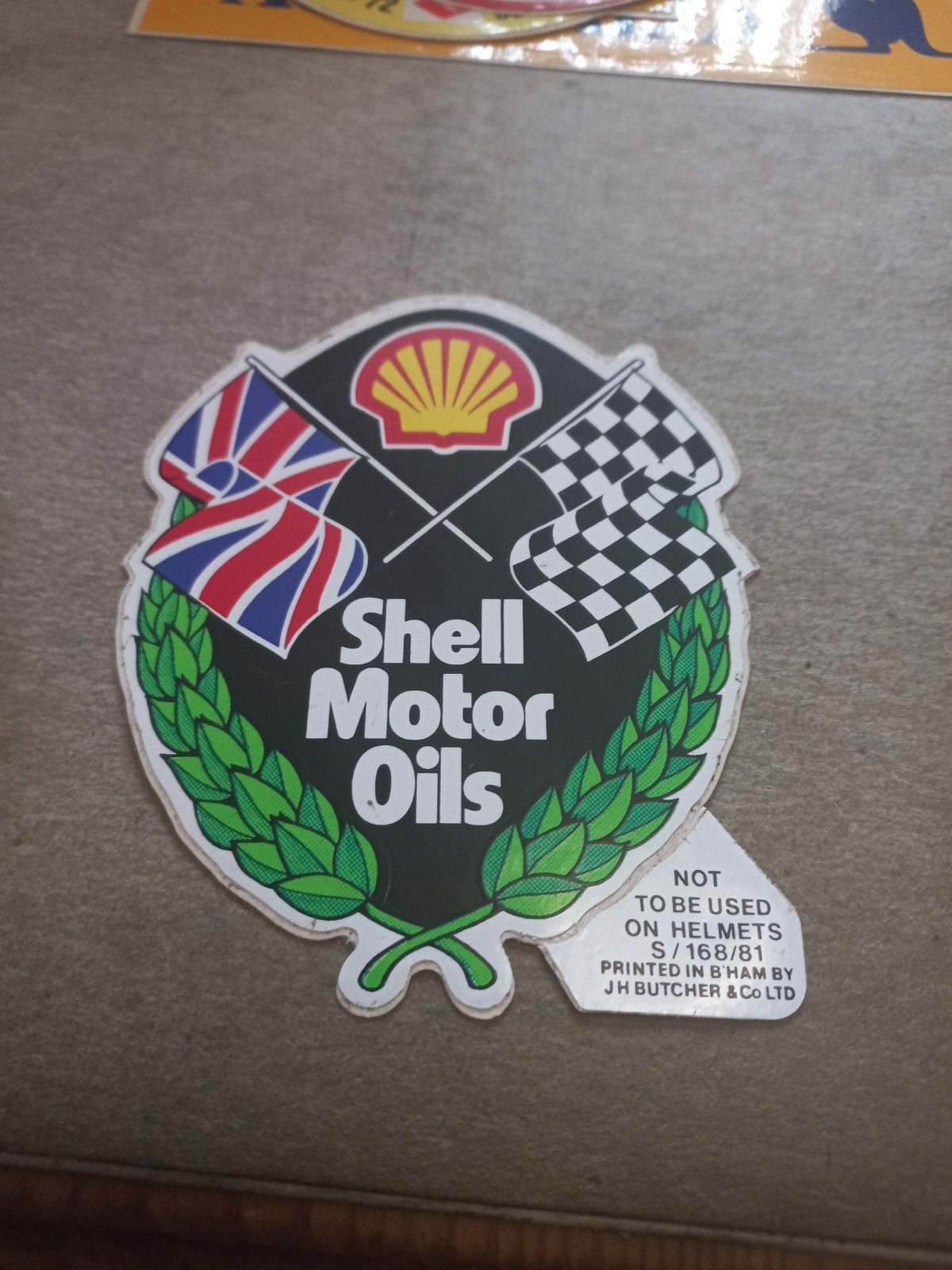Vintage Shell Motor Oils Sticker - UK Vlag & Finishvlag, Verzamelen, Ophalen of Verzenden, Gebruikt, Auto of Motor