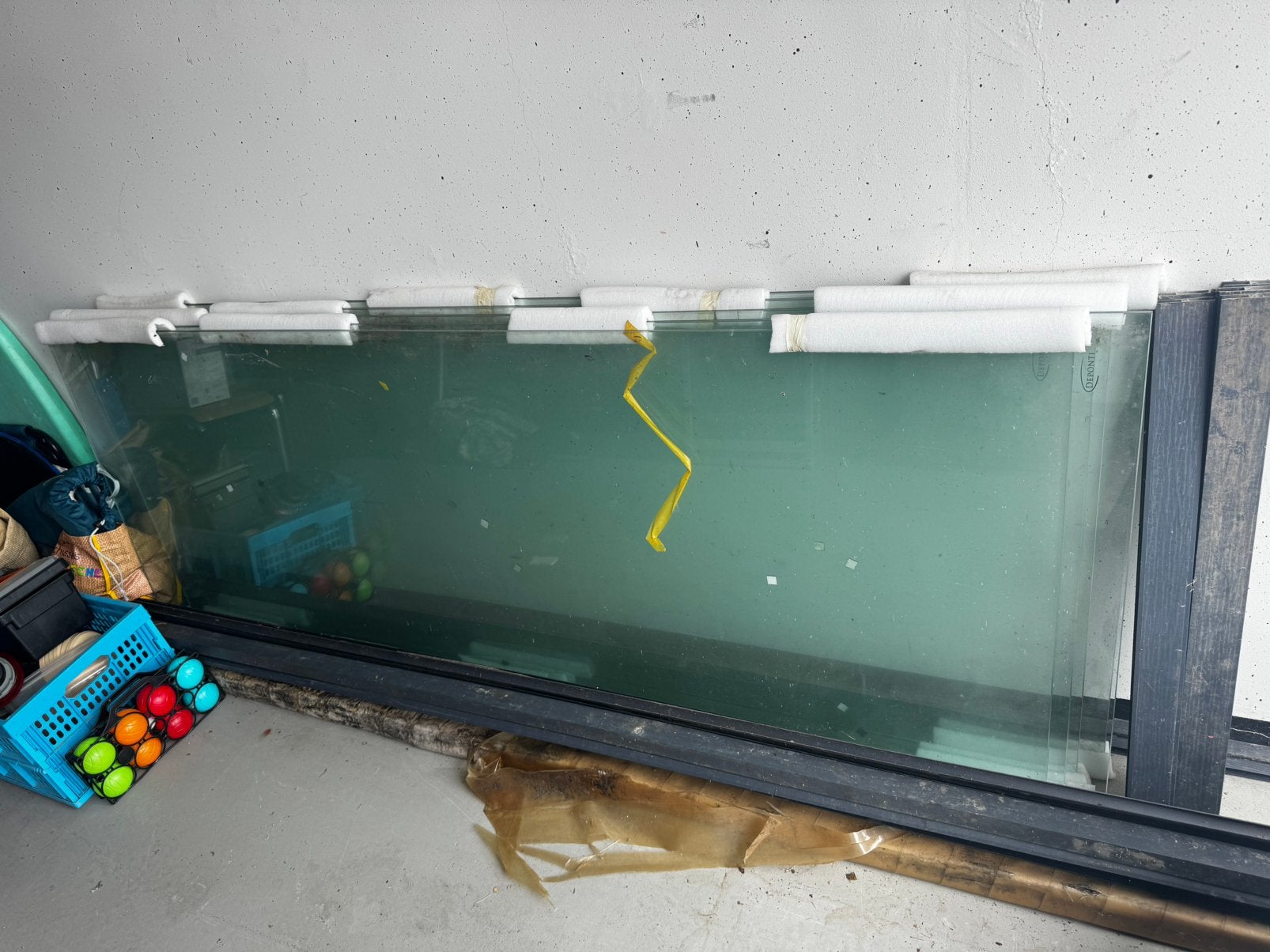 Depontie glazen schuifwand, 5 panelen 203x82, Ophalen, Gebruikt, 80 tot 120 cm, 160 cm of meer