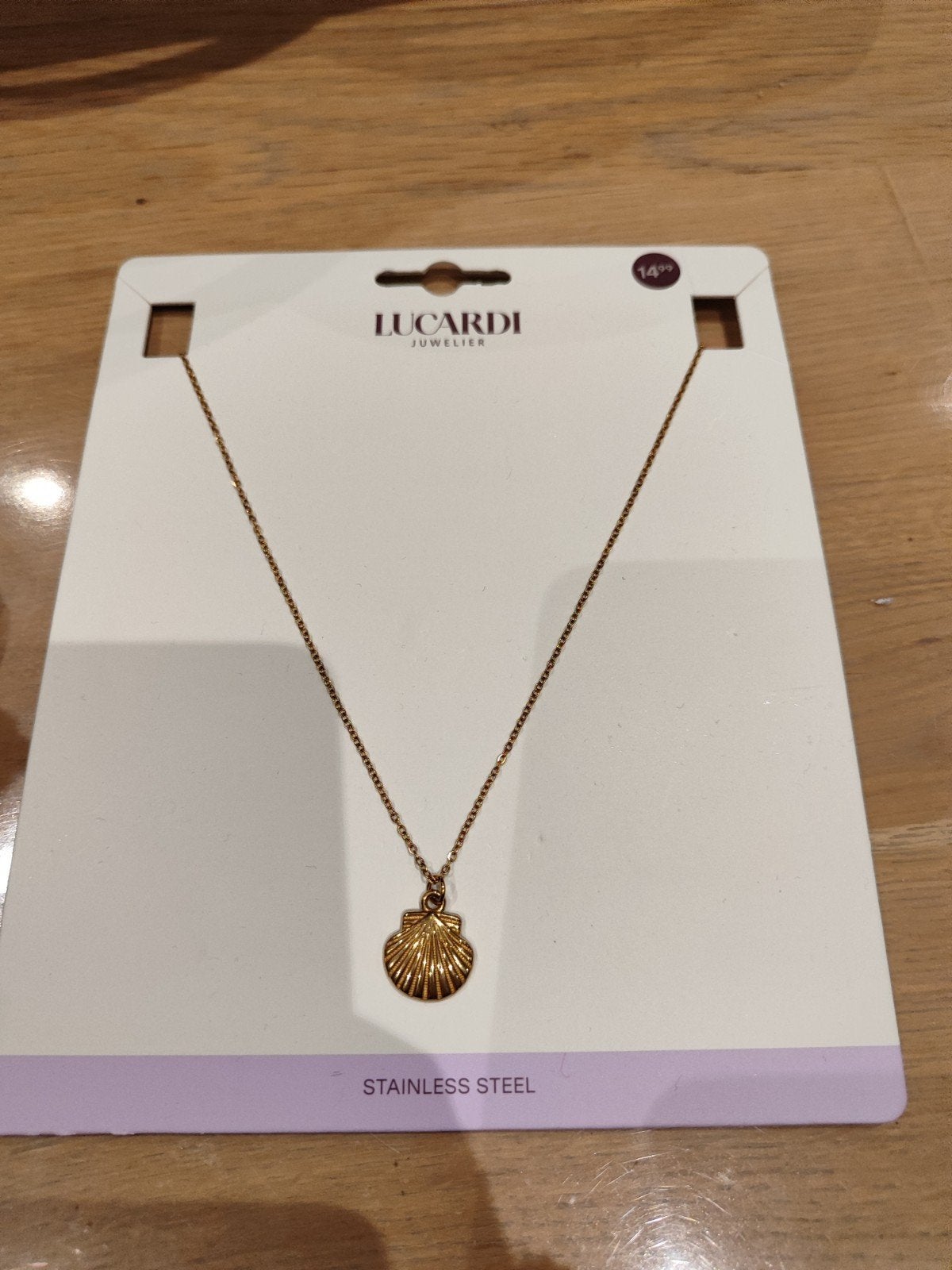 Lucardi Schelp Ketting Goudkleurig RVS, Nieuw, Ophalen of Verzenden, Goud, Overige materialen