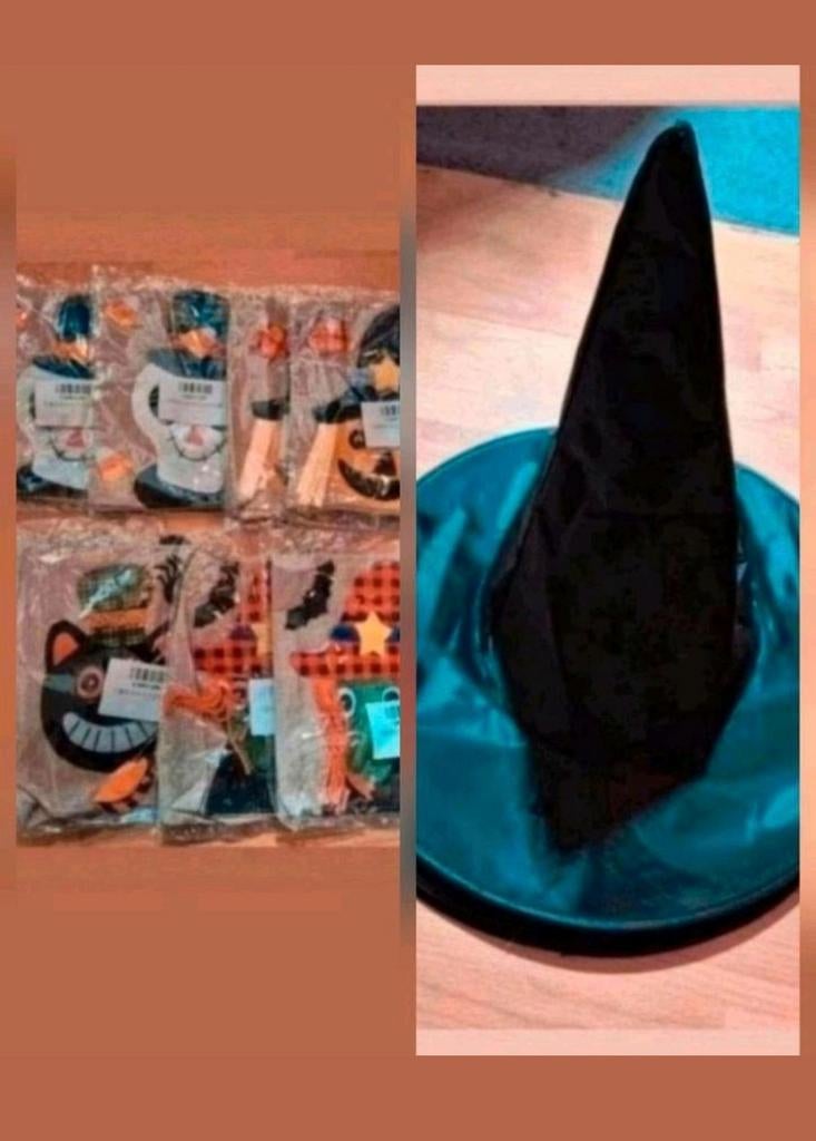 8x Heksenhoeden en 8x jute traktatie zakjes. Alles nieuw, Ophalen of Verzenden, Nieuw, Halloween of Griezel