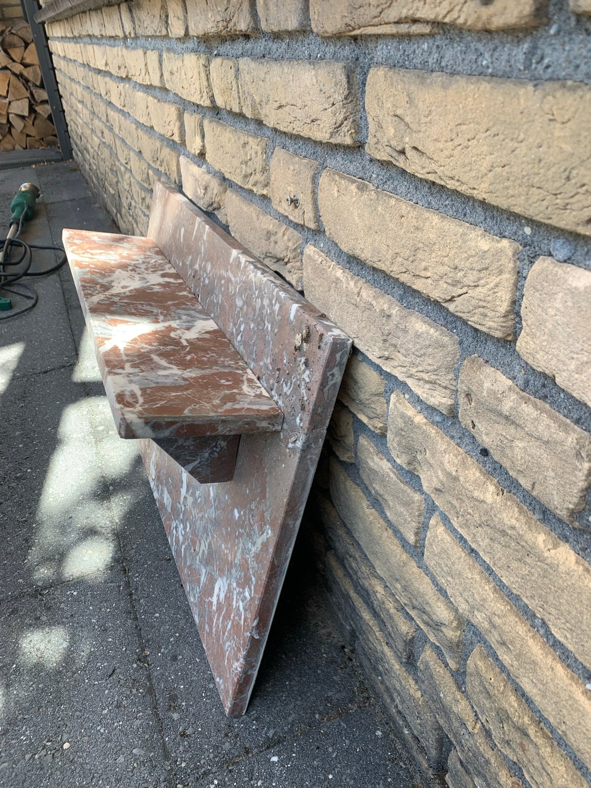 Marmeren wastafel planchet 63x41.5 cm met plank 13x56 cm, Antiek en Kunst, Ophalen