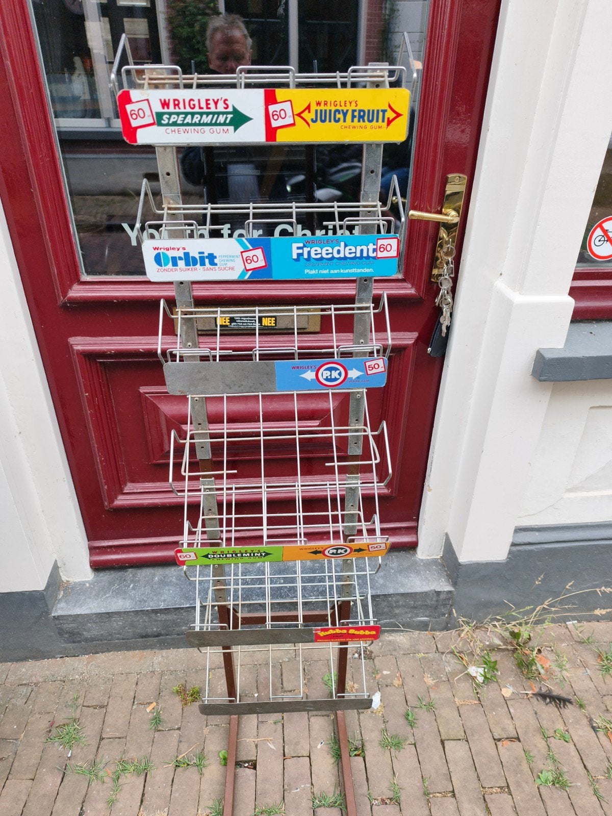 Vintage Wrigley's reclame rek - Spearmint, Juicy Fruit, Orbi, Ophalen, Gebruikt, Reclamebord