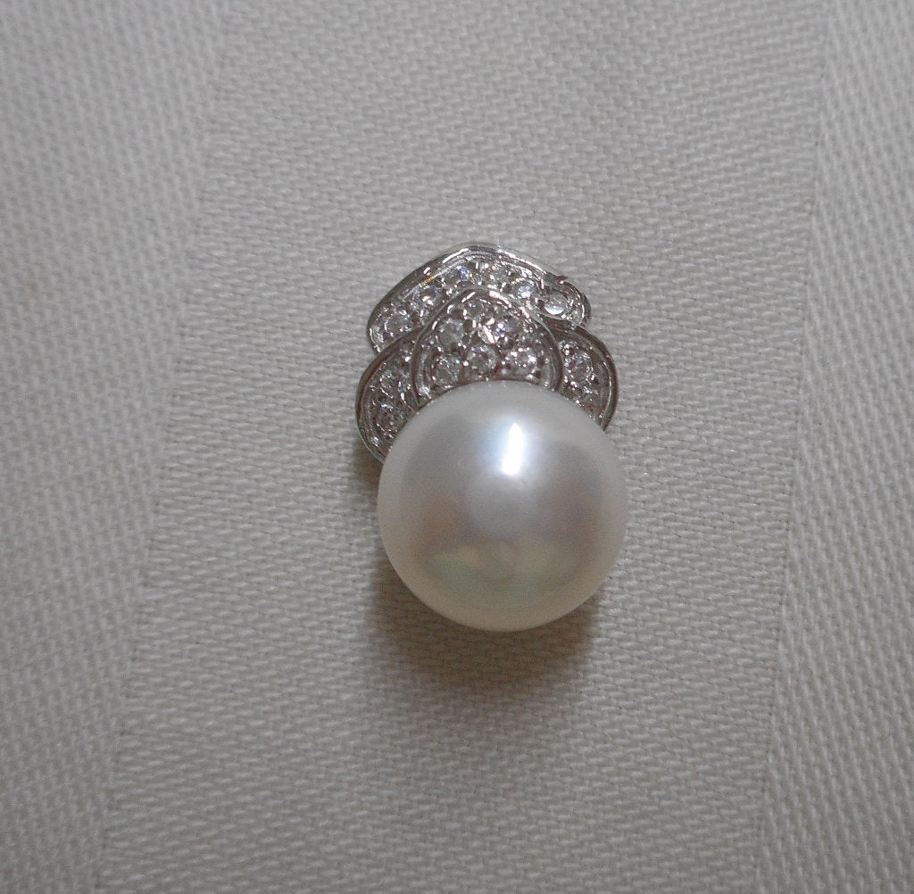 Zilveren hanger met parel en steentjes nr.1578, Verzenden, Zo goed als nieuw, Met parel, Zilver