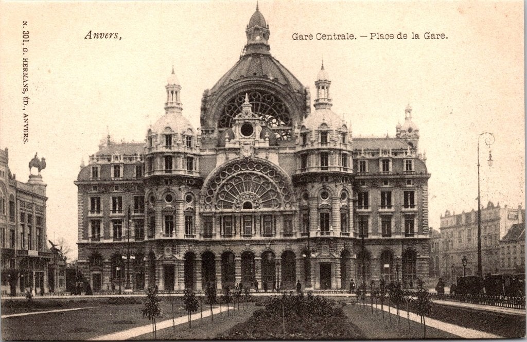 Antwerpen België - 9 oude postkaarten Centraal Station X, Verzamelen, Ansichtkaarten | België, Verzenden, 1940 tot 1960, Gelopen