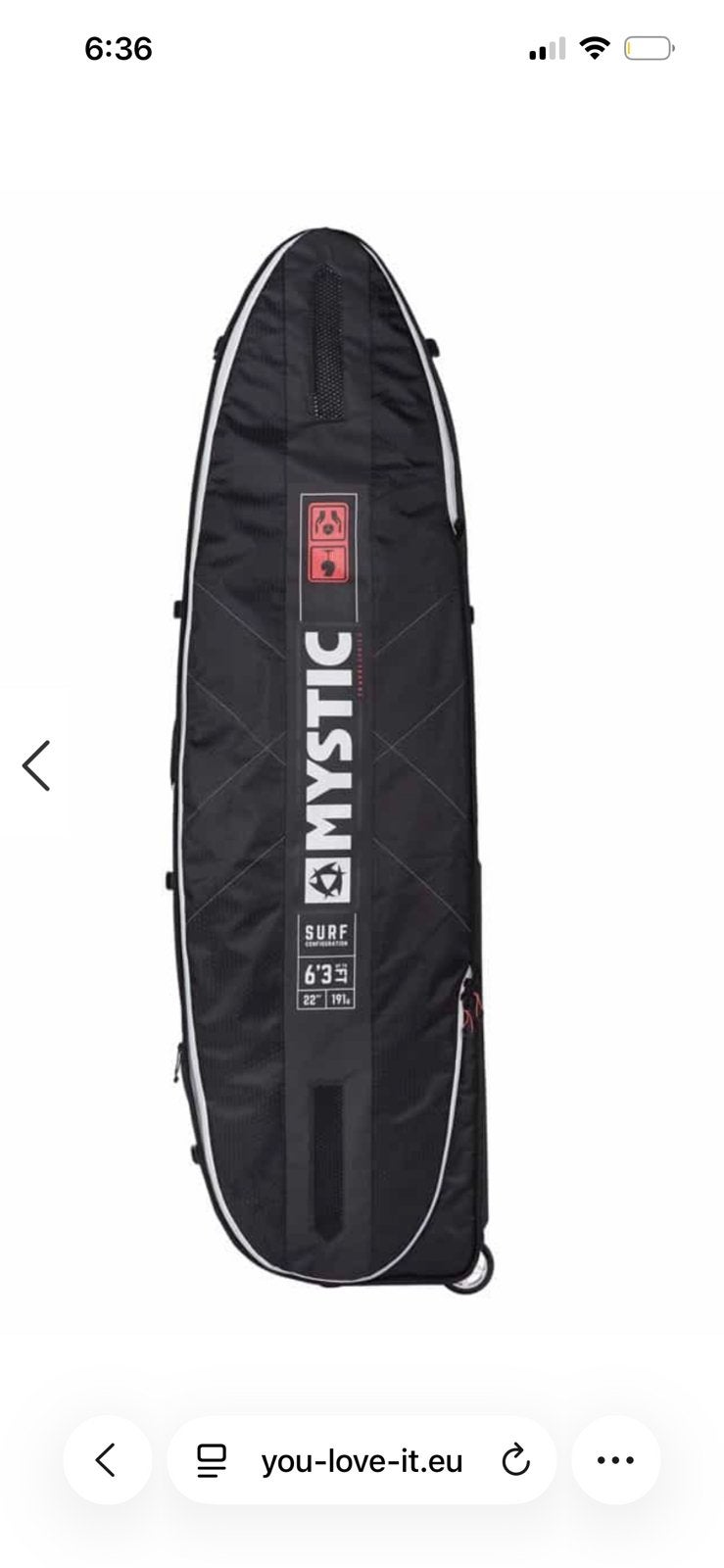 Mystic 6’0 surf/kite bag with wheels, Watersport en Boten, Ophalen of Verzenden, Nieuw, Wingsurf-accessoire