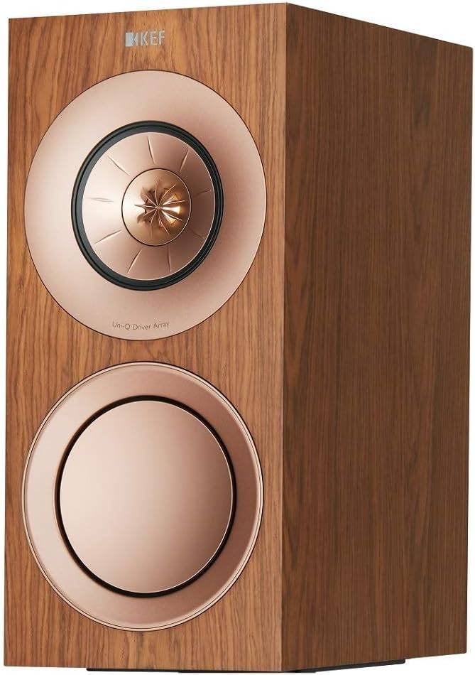 KEF R3 boekenplankluidsprekers (walnoot) incl. KEF S2-stands
