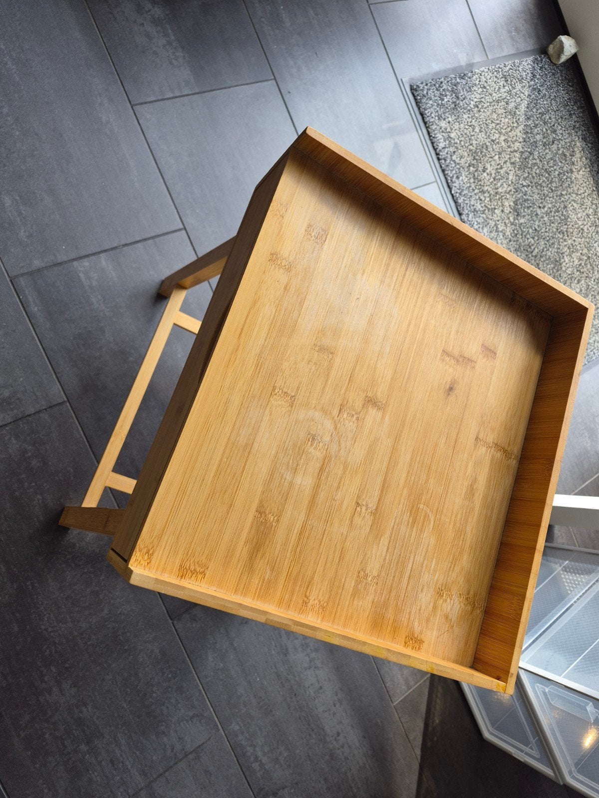 Bamboe nachtkastje met lade, Ophalen, Gebruikt, Minder dan 45 cm, 55 tot 70 cm