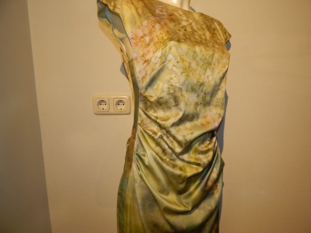 Marccain satijn achtige jurk bloemen print zomerse tinten N4, Maat 38/40 (M), Zo goed als nieuw, Knielengte, Marccain