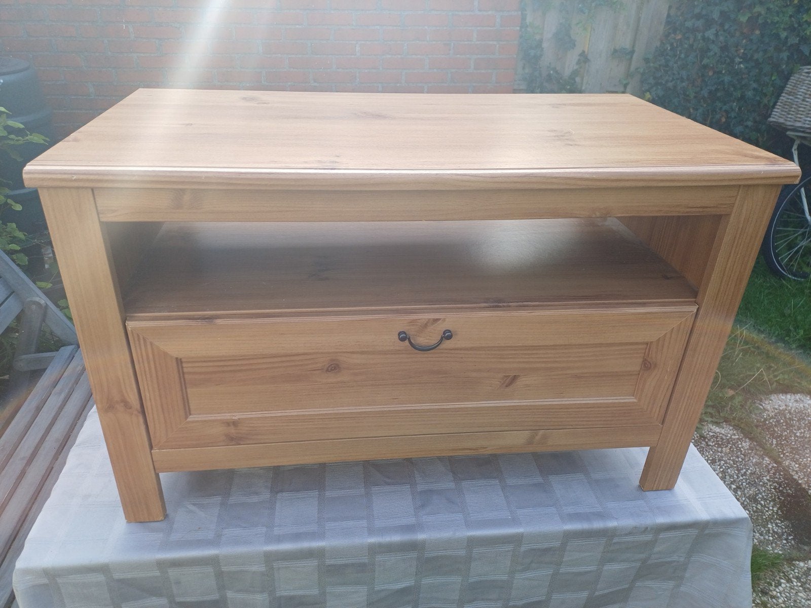 IKEA GREVBA TV-meubel / Salontafel met lade, Ophalen, Grenenhout, Gebruikt, 50 tot 100 cm