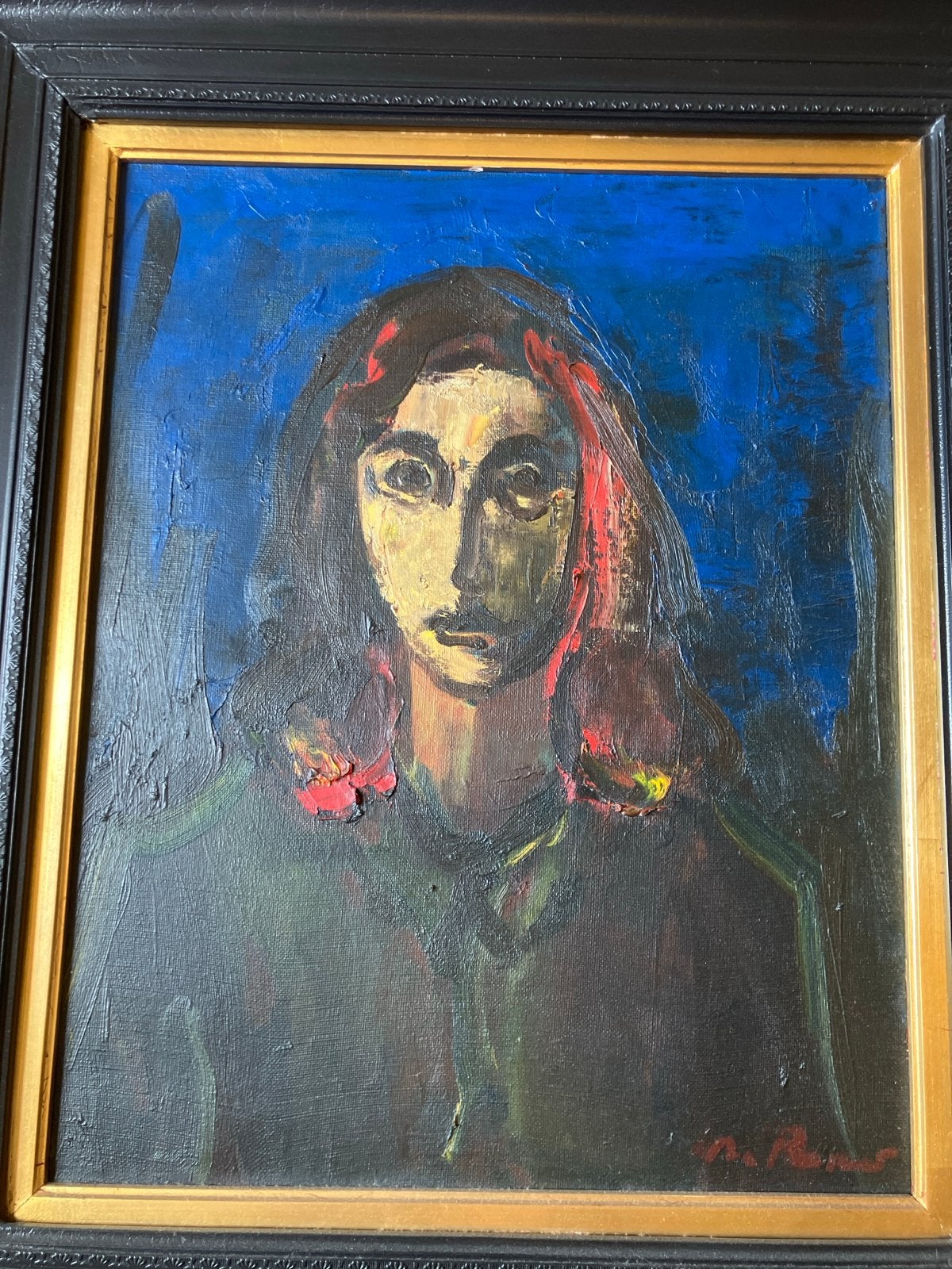 Gabriel de Pauw (1924-2000) - Vrouwenportret Olieverf, Ophalen, Portret, Textiel, Gesigneerd