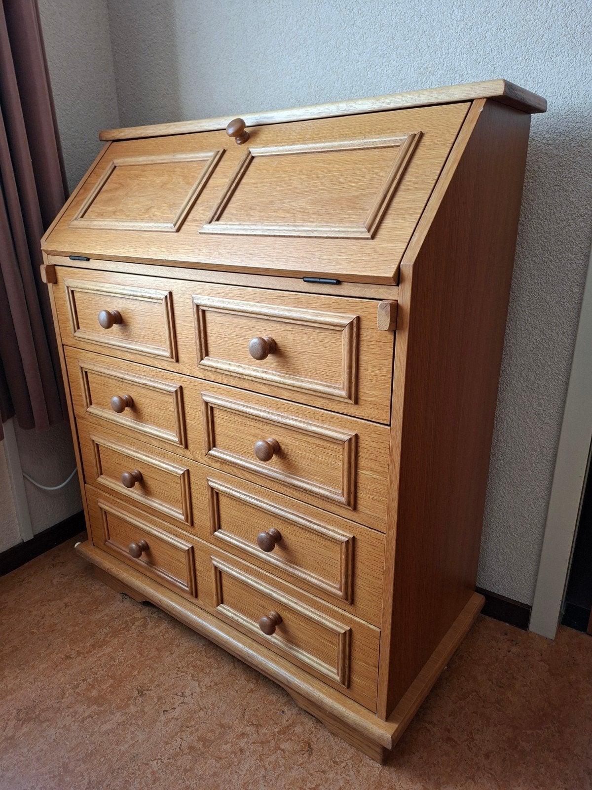 klassieke eikenhouten secretaire, Ophalen, Gebruikt, Klassiek